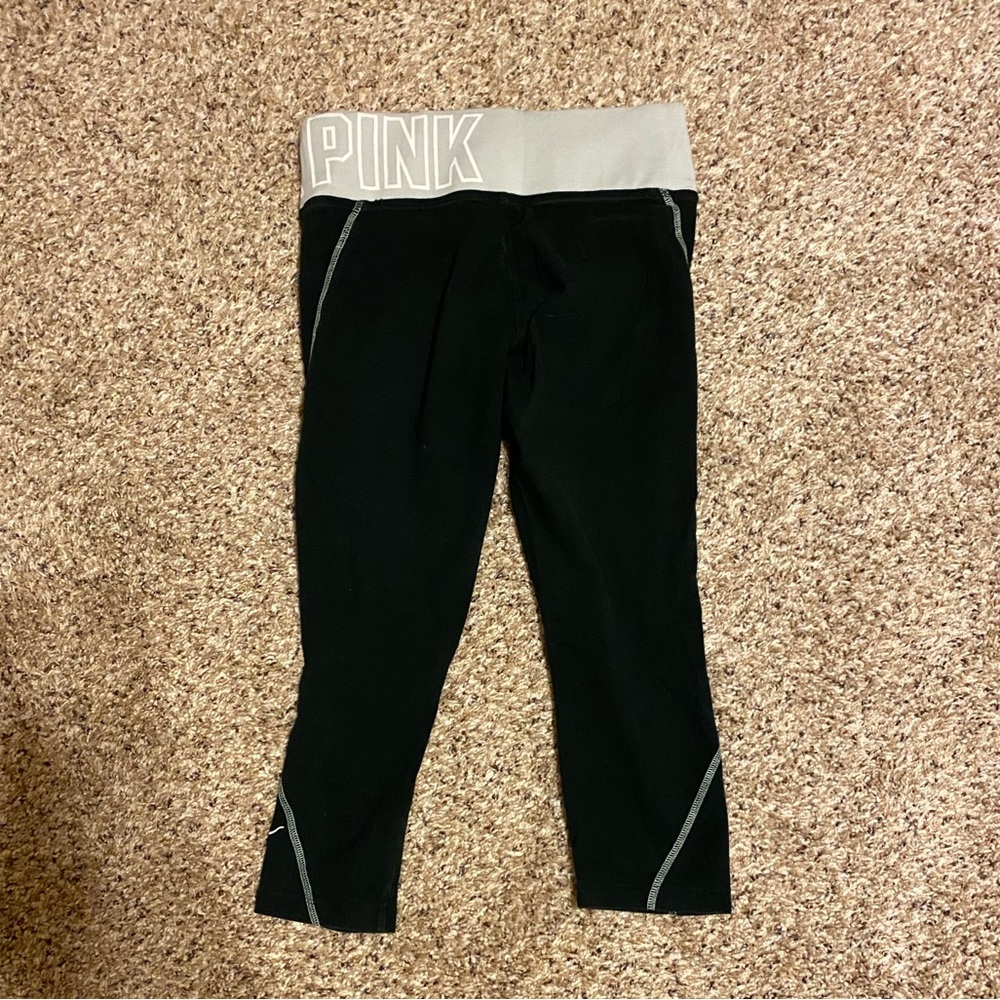 ❤️ Victoria’s Secret Pink Yoga Crop Leggings with Seafoam Green Mint Waistband 💚